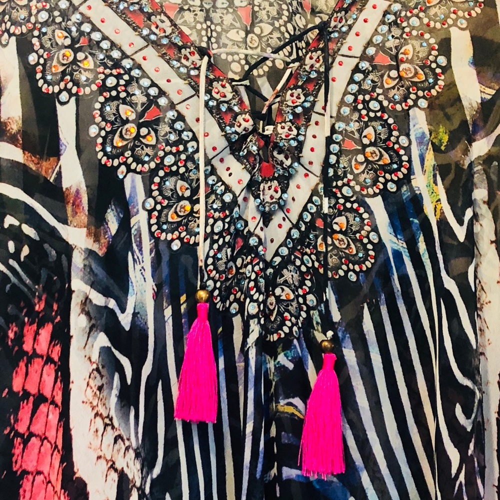 La Moda Bohemian Print Sheer Kaftan